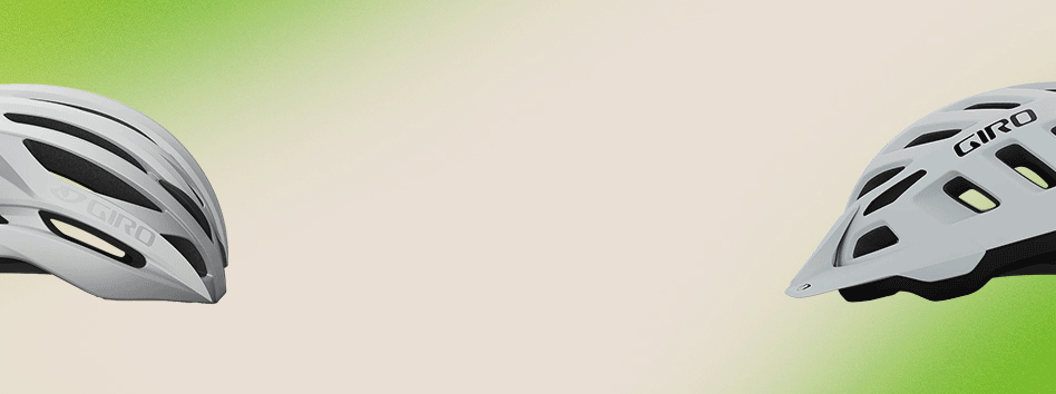 Animated image with a Bike helmets that announces the launch of the Giro Green Monday Sale. There is text on the image saying Green Monday.